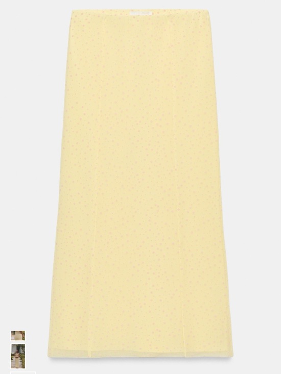 Zara Dresses & Skirts - Zara Swiss Dot Midi Skirt, Yellow/Pink size M